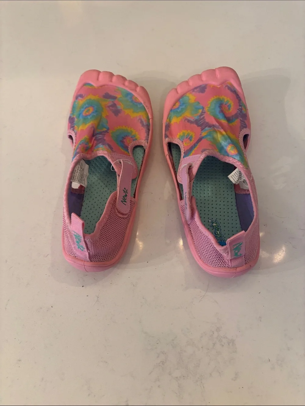 Pink Tie-Dye Water Shoes with Easy Slip-On Newtz brand. Big girls size6